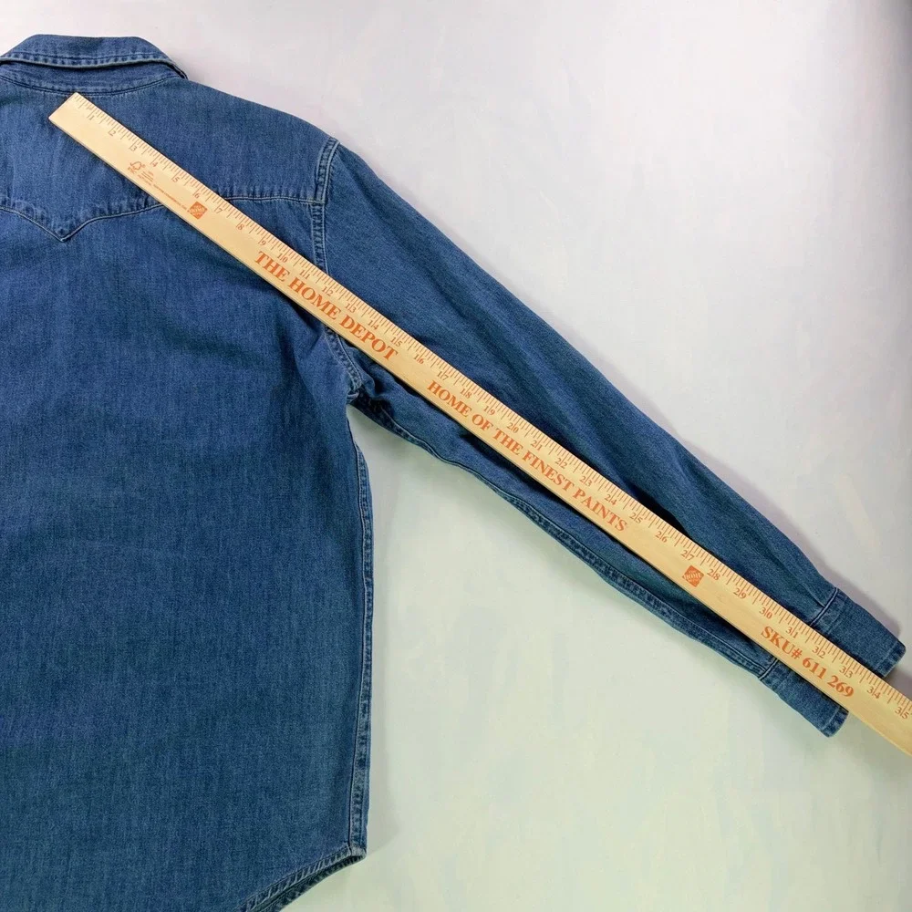 Levi's Standard Western Denim Shirt Mens M Medium Wash Pearl Snap Cowboy Fit